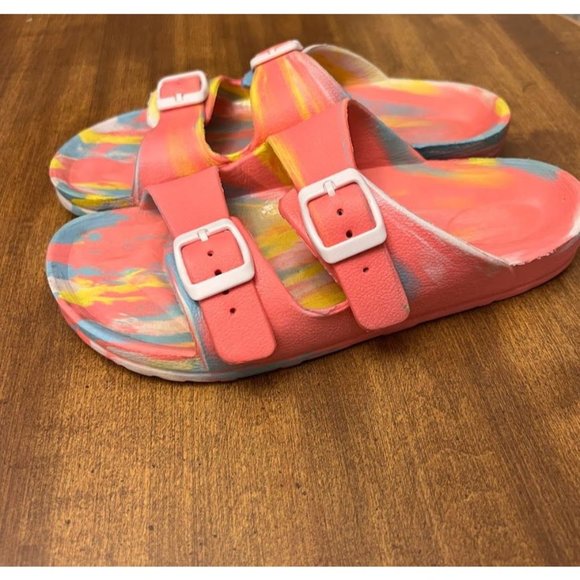Academy Girls' Tie-Dye Print Pink Slip-On Slides/Sandals - Picture 2 of 9